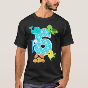 6th Birthday Party 6 Year Old Sea Fish Aquarium Bi T-Shirt