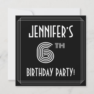 6th Birthday Party: Art Deco Style w/ Custom Name Invitation