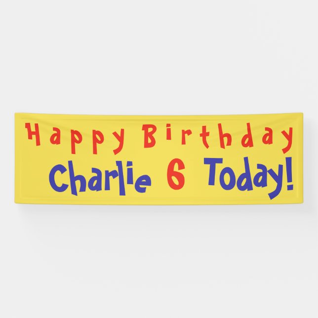 6th Birthday Party Banner with Name and Age (Horizontal)