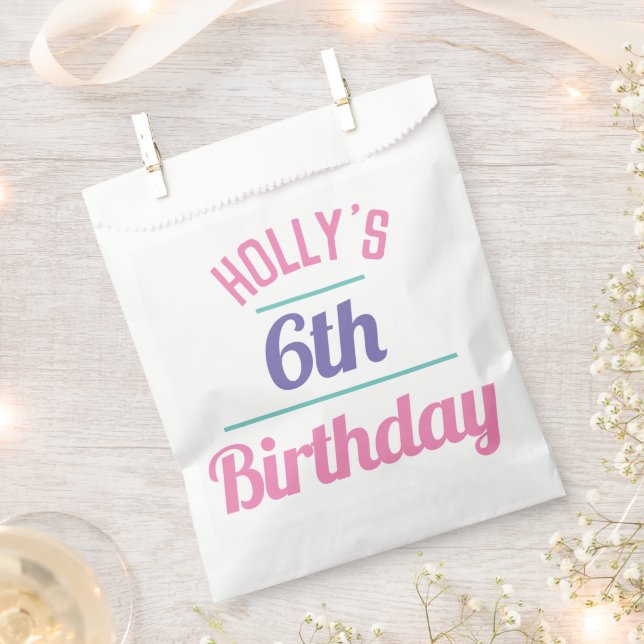 6th Birthday Party Candy Bag (Clipped)