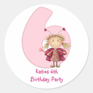 6th birthday party customizable sticker - cute