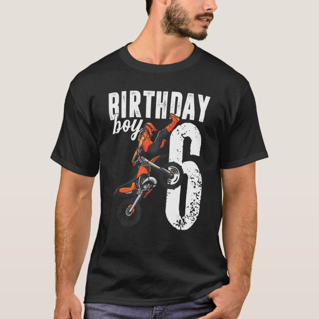 6th Birthday Party For Boy 6 Years Old Dirt Bike M T-Shirt (Front)