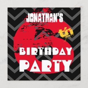 6th Birthday Party Grunge and Chevrons A06 Invitation