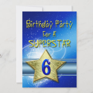 6th Birthday party Invitation for a Superstar.