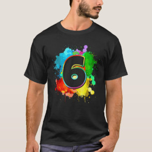 6th Birthday Party Paint Splashes Six 6 Year Old B T-Shirt