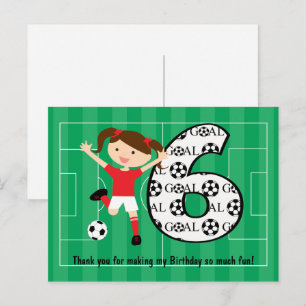 6th Birthday Red and White Soccer Girl 1 Postcard