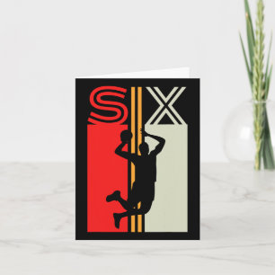 6th Birthday Retro Bysketbyll 6 Years Old Boy Girl Card