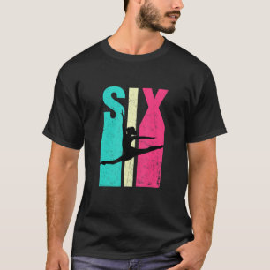 6th Birthday Retro Gymnastics Girls 6 Years Old Bi T-Shirt