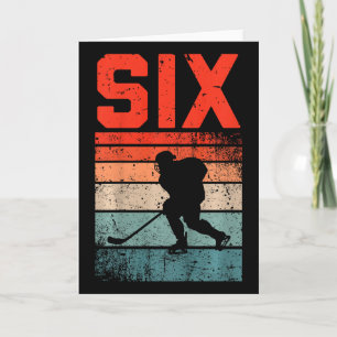 6th Birthday Retro Ice Hockey 6 Years Old Boy Girl Card