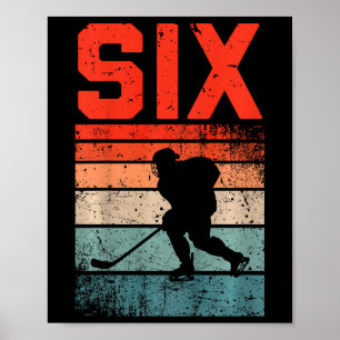 6th Birthday Retro Ice Hockey 6 Years Old Boy Girl Poster