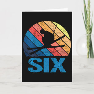 6th Birthday Retro Ski Skiing 6 Year Old Boys Girl Card