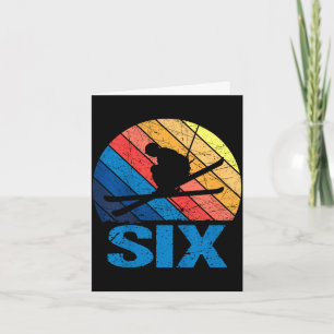 6th birthday retro ski skiing 6 year old boys girl card