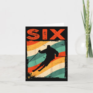 6th birthday retro ski skiing 6 year old boys girl card