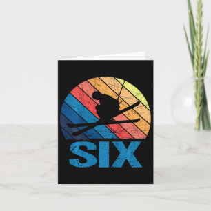 6th Birthday Retro Ski Skiing 6 Year Old Boys Girl Card