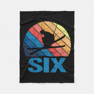 6th Birthday Retro Ski Skiing 6 Year Old Boys Girl Fleece Blanket