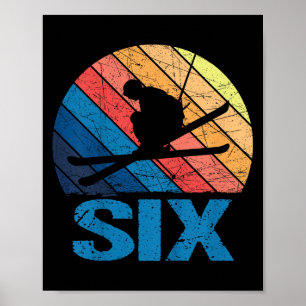 6th Birthday Retro Ski Skiing 6 Year Old Boys Girl Poster