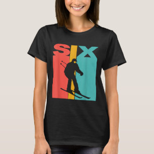 6th Birthday Retro Skiing 6 Year Old Boys Birthday T-Shirt