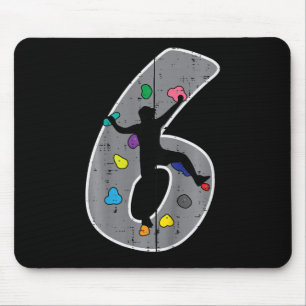 6th Birthday Rock Climbing 6 Six Year Old Bday Boy Mouse Pad