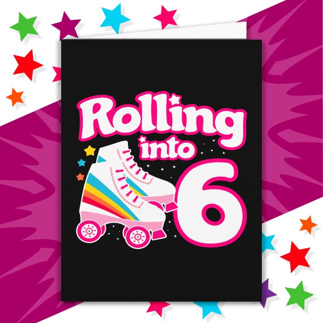 6th Birthday Roller Skating 6 Years Old Skate Card (Creator Uploaded)