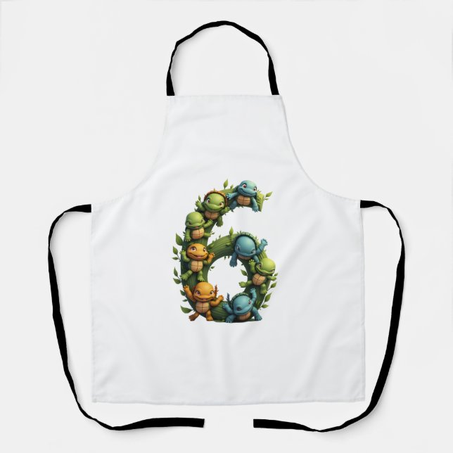 6th Birthday Sea Turtle Tortoise Theme Party 6 Yea Apron (Front)
