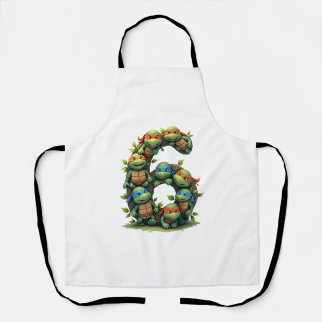 6th Birthday Sea Turtle Tortoise Theme Party 6 Yea Apron (Front)