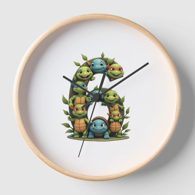 6th Birthday Sea Turtle Tortoise Theme Party 6 Yea Clock (Front)