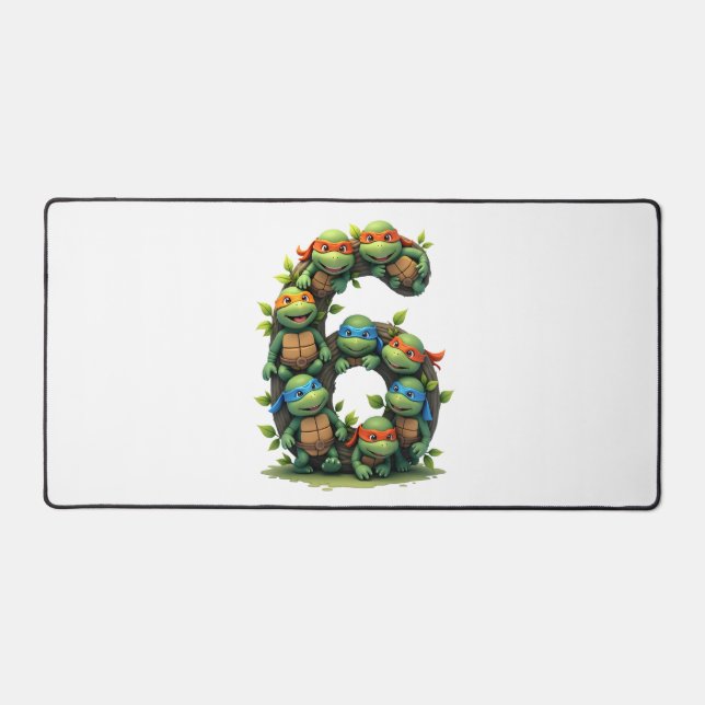 6th Birthday Sea Turtle Tortoise Theme Party 6 Yea Desk Mat (Front)