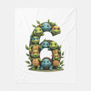 6th Birthday Sea Turtle Tortoise Theme Party 6 Yea Fleece Blanket