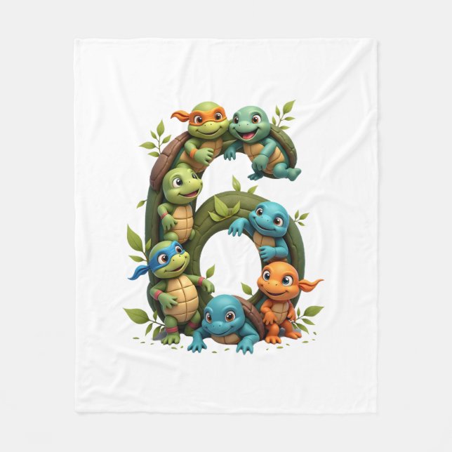 6th Birthday Sea Turtle Tortoise Theme Party 6 Yea Fleece Blanket (Front)