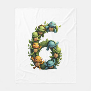 6th Birthday Sea Turtle Tortoise Theme Party 6 Yea Fleece Blanket