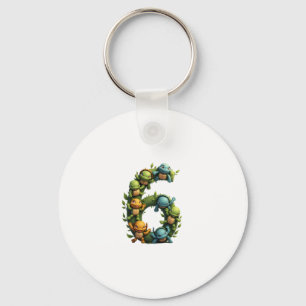 6th Birthday Sea Turtle Tortoise Theme Party 6 Yea Keychain