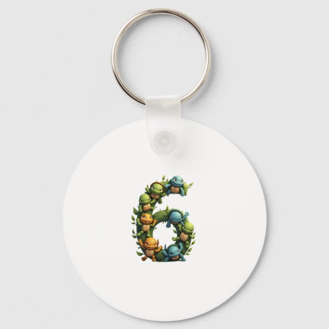 6th Birthday Sea Turtle Tortoise Theme Party 6 Yea Keychain (Front)