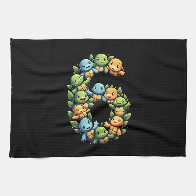 6th Birthday Sea Turtle Tortoise Theme Party 6 Yea Kitchen Towel (Horizontal)