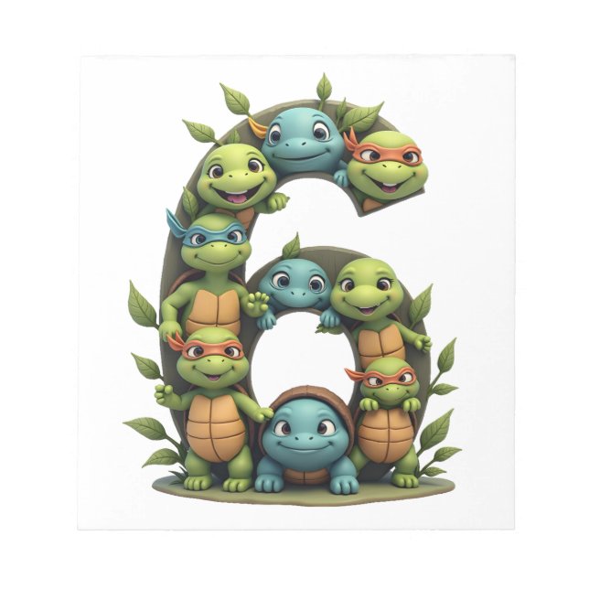 6th Birthday Sea Turtle Tortoise Theme Party 6 Yea Notepad (Front)