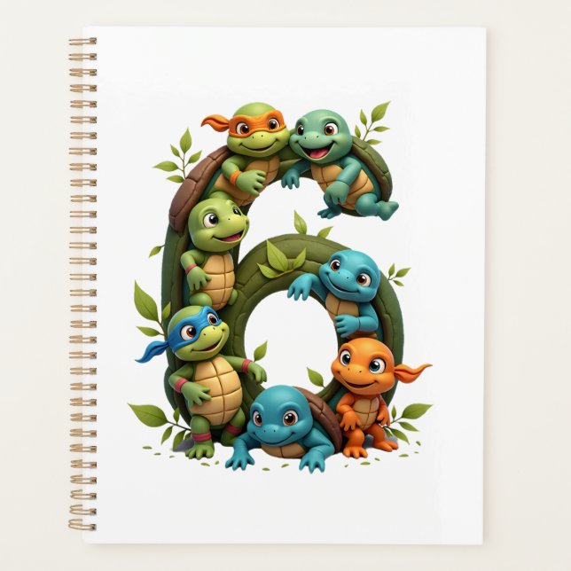 6th Birthday Sea Turtle Tortoise Theme Party 6 Yea Planner (Front)