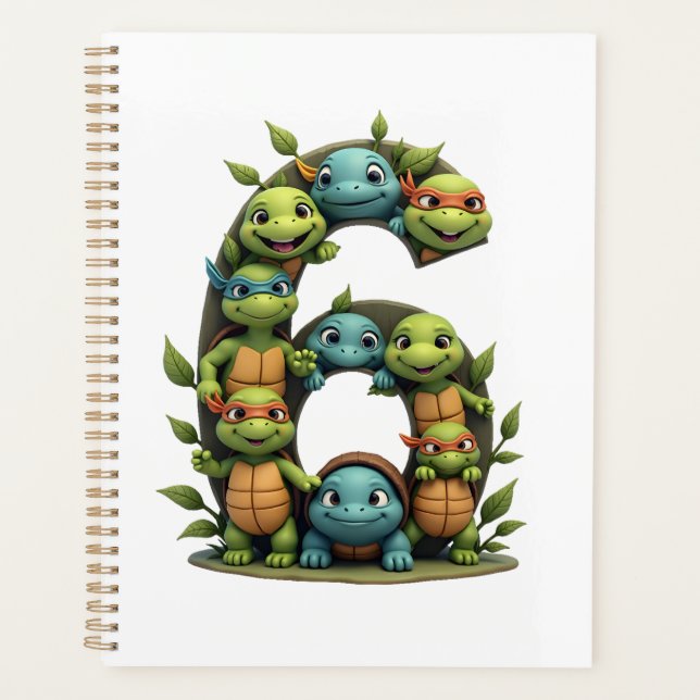 6th Birthday Sea Turtle Tortoise Theme Party 6 Yea Planner (Front)