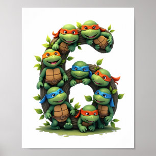 6th Birthday Sea Turtle Tortoise Theme Party 6 Yea Poster