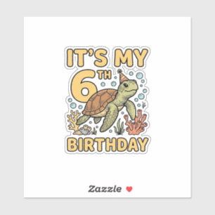 6th Birthday Sea Turtle Vintage Engraving Design_1