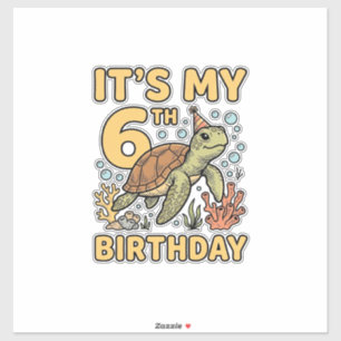 6th Birthday Sea Turtle Vintage Engraving Design_1