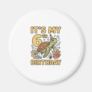 6th Birthday Sea Turtle Vintage Engraving Design_1 Magnet