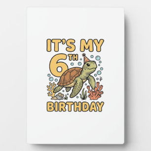 6th Birthday Sea Turtle Vintage Engraving Design_1 Plaque