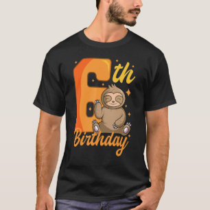 6th Birthday Sloth Theme 6 Bday Party Celebration T-Shirt