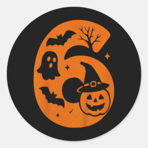 6th Birthday Spooky Halloween 6 Year Old Classic Round Sticker