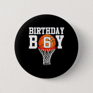 6th Birthday Sport 6 Years Old Basketball 6 Boys K 2 Inch Round Button