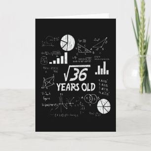 6th Birthday Square Root of 36 - 6 Years Old Bday Card