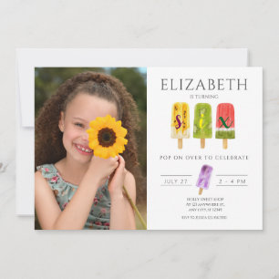 6th Birthday Summer popsicle ice cream party Invitation