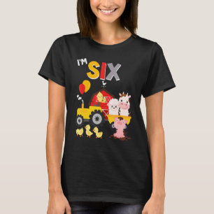 6th Birthday Tractor Barnyard Six Sixth Farm Anima T-Shirt