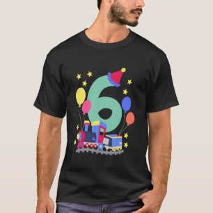 6th Birthday Train Lovers I'm 6 Boys Kids Six Year T-Shirt
