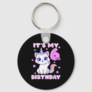 6th birthday unicorn cat 6 years old girls keychain