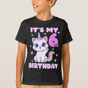 6th birthday unicorn cat 6 years old girls T-Shirt
